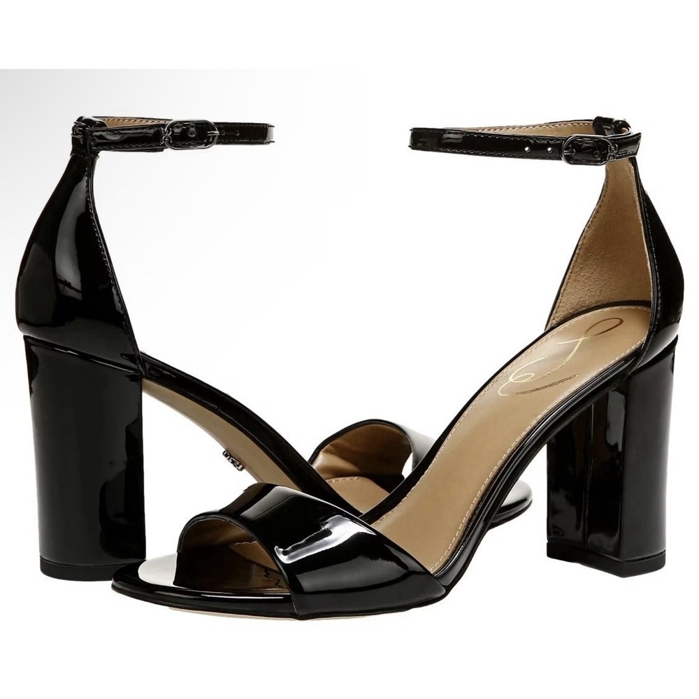Sam Edelman Robyn Black Patent Heeled Sandal Women's Size 11